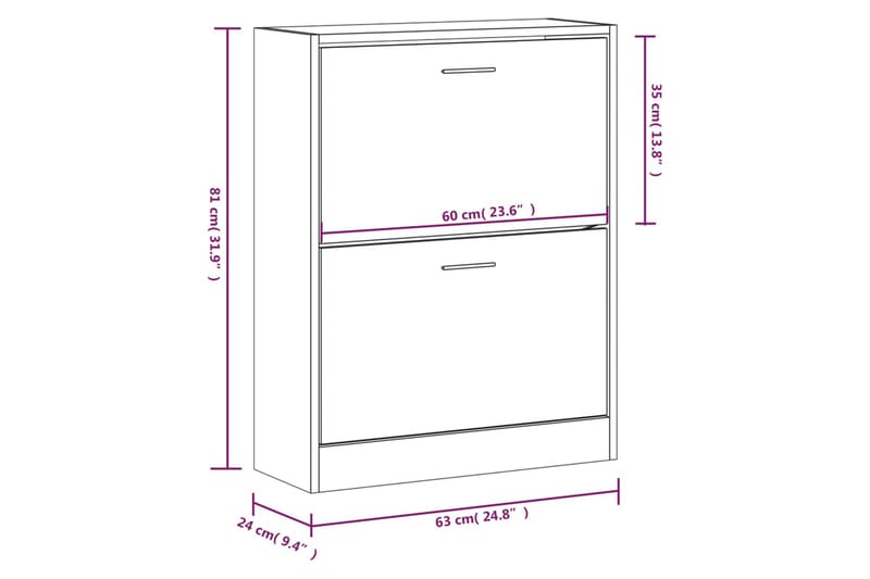 beBasic Skoskåp vit högglans 63x24x81 cm konstruerat trä - Förvaring - Sko- & klädförvaring - Skoförvaring