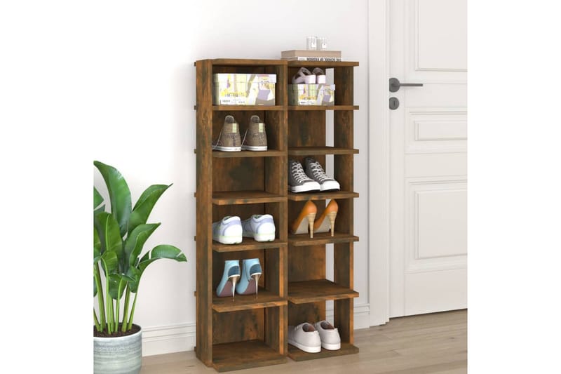 beBasic Skoställ 2 st rökfärgad ek 25x27x102 cm konstruerat trä - Förvaring - Sko- & klädförvaring - Skoförvaring