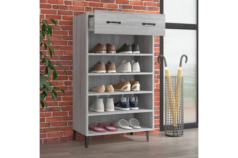 beBasic Skoställ grå sonoma 60x35x105 cm konstruerat trä - Förvaring - Sko- & klädförvaring - Skoförvaring
