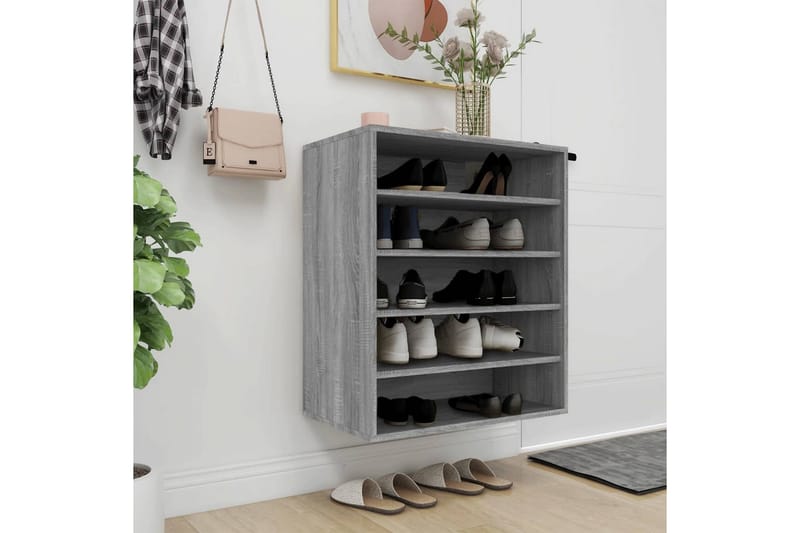 beBasic Skoställ grå sonoma 60x35x70 cm konstruerat trä - Förvaring - Sko- & klädförvaring - Skoförvaring