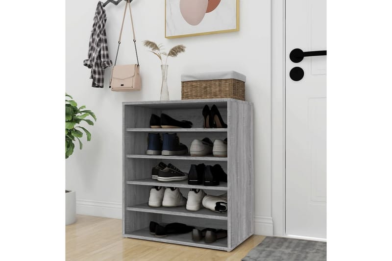 beBasic Skoställ grå sonoma 60x35x70 cm konstruerat trä - Förvaring - Sko- & klädförvaring - Skoförvaring