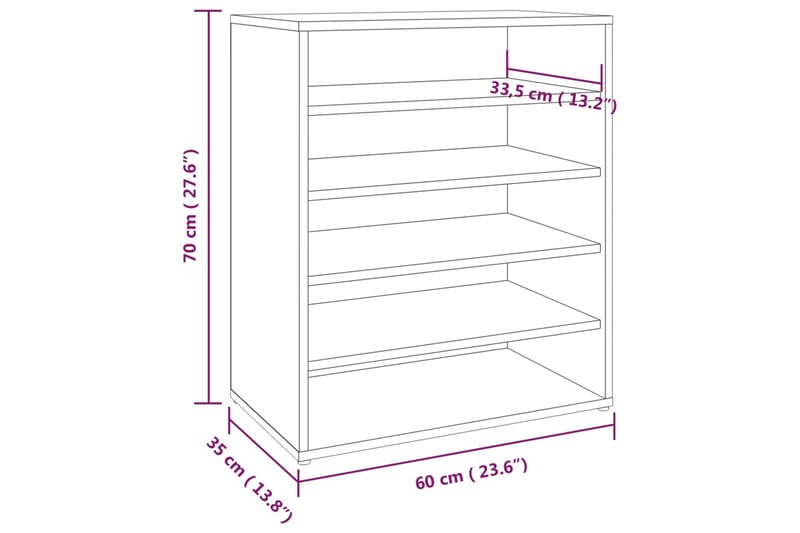 beBasic Skoställ grå sonoma 60x35x70 cm konstruerat trä - Skoförvaring - Skohylla & skoställ