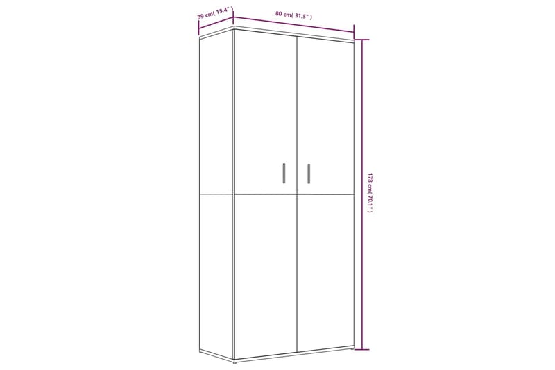 beBasic Skoställ grå sonoma 80x39x178 cm konstruerat trä - Skoförvaring - Skohylla & skoställ