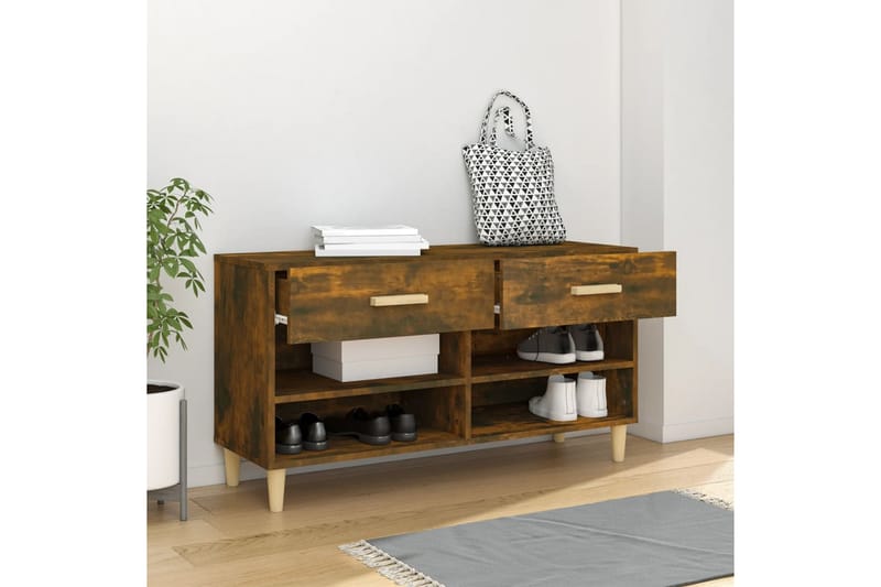 beBasic Skoställ rökfärgad ek 102x35x55 cm konstruerat trä - Förvaring - Sko- & klädförvaring - Skoförvaring