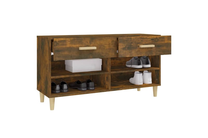 beBasic Skoställ rökfärgad ek 102x35x55 cm konstruerat trä - Förvaring - Sko- & klädförvaring - Skoförvaring