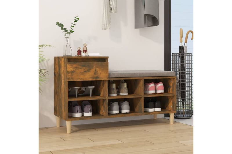 beBasic Skoställ rökfärgad ek 102x36x60 cm konstruerat trä - Förvaring - Sko- & klädförvaring - Skoförvaring