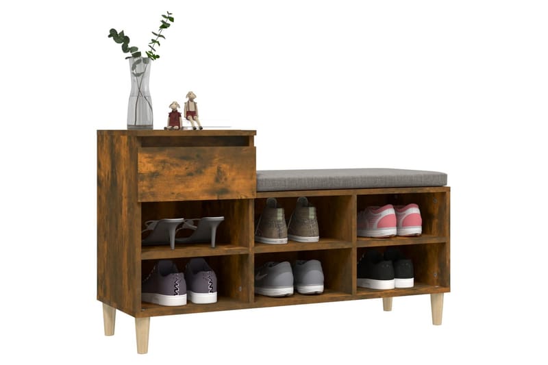beBasic Skoställ rökfärgad ek 102x36x60 cm konstruerat trä - Förvaring - Sko- & klädförvaring - Skoförvaring