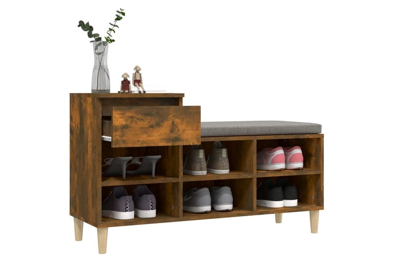 beBasic Skoställ rökfärgad ek 102x36x60 cm konstruerat trä - Förvaring - Sko- & klädförvaring - Skoförvaring