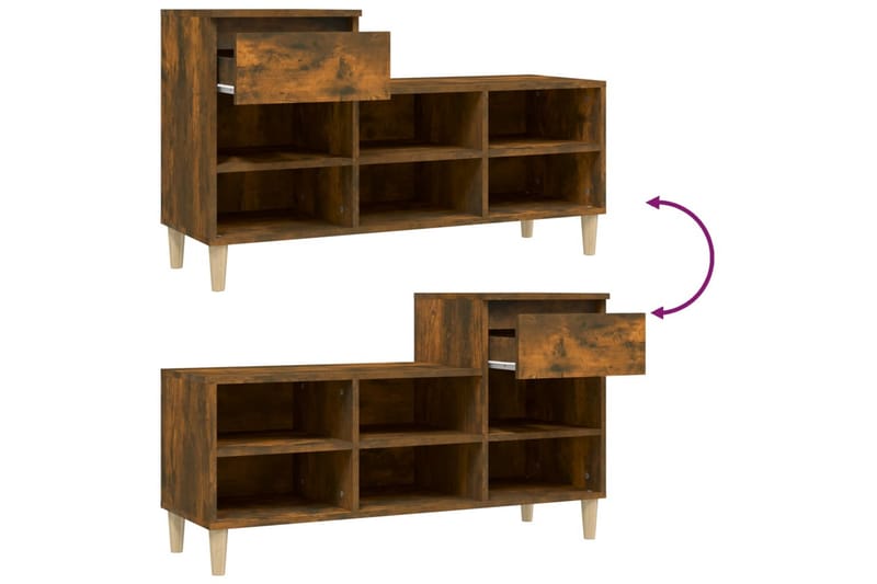 beBasic Skoställ rökfärgad ek 102x36x60 cm konstruerat trä - Förvaring - Sko- & klädförvaring - Skoförvaring