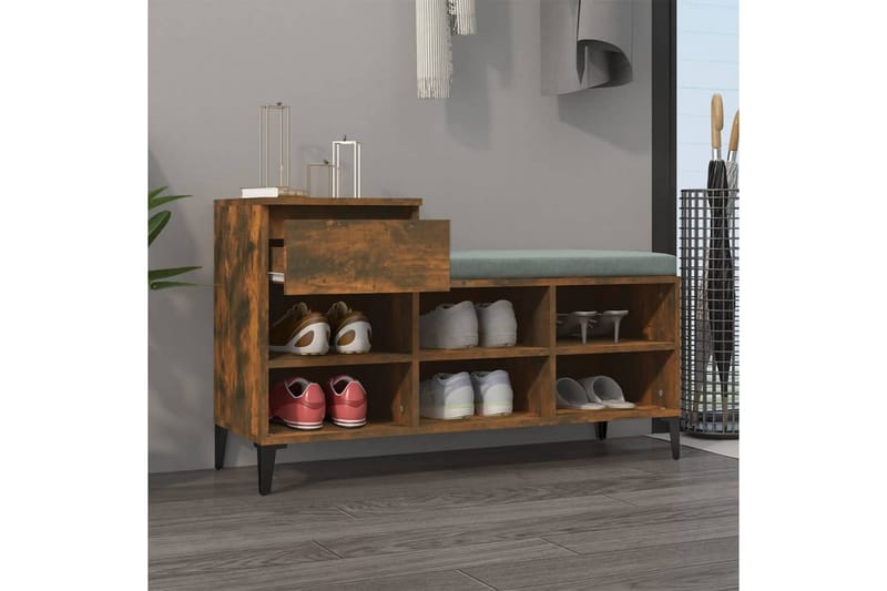 beBasic Skoställ rökfärgad ek 102x36x60 cm konstruerat trä - Förvaring - Sko- & klädförvaring - Skoförvaring