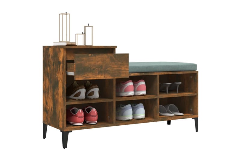 beBasic Skoställ rökfärgad ek 102x36x60 cm konstruerat trä - Förvaring - Sko- & klädförvaring - Skoförvaring