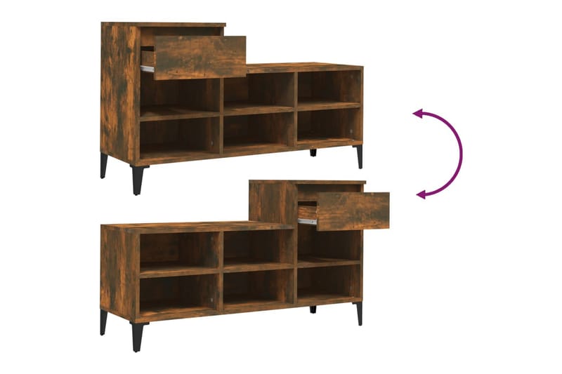 beBasic Skoställ rökfärgad ek 102x36x60 cm konstruerat trä - Förvaring - Sko- & klädförvaring - Skoförvaring