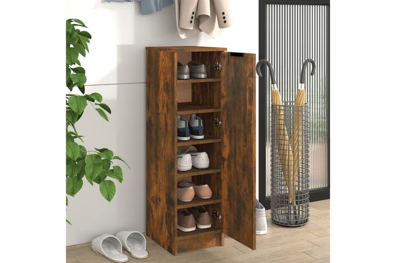 beBasic Skoställ rökfärgad ek 30x35x100 cm konstruerat trä - Förvaring - Sko- & klädförvaring - Skoförvaring