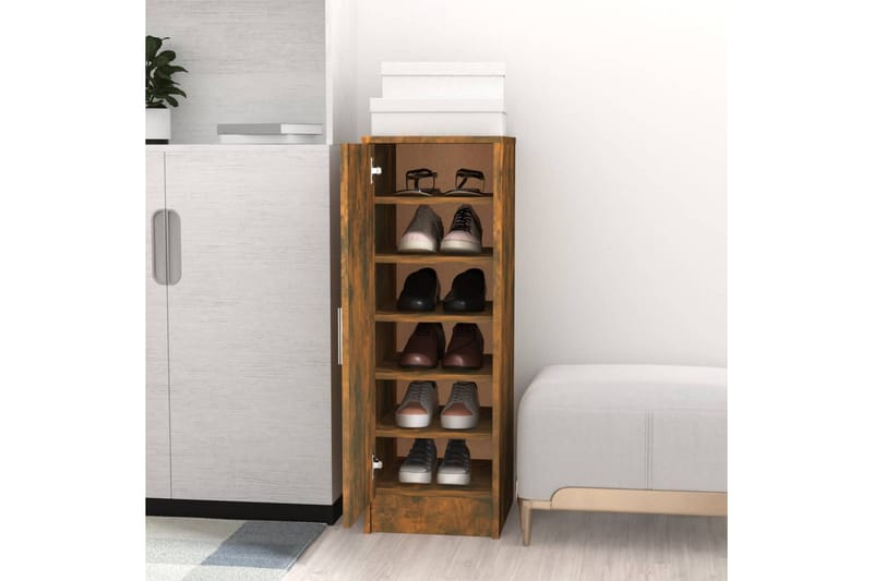 beBasic Skoställ rökfärgad ek 32x35x92 cm konstruerat trä - Förvaring - Sko- & klädförvaring - Skoförvaring