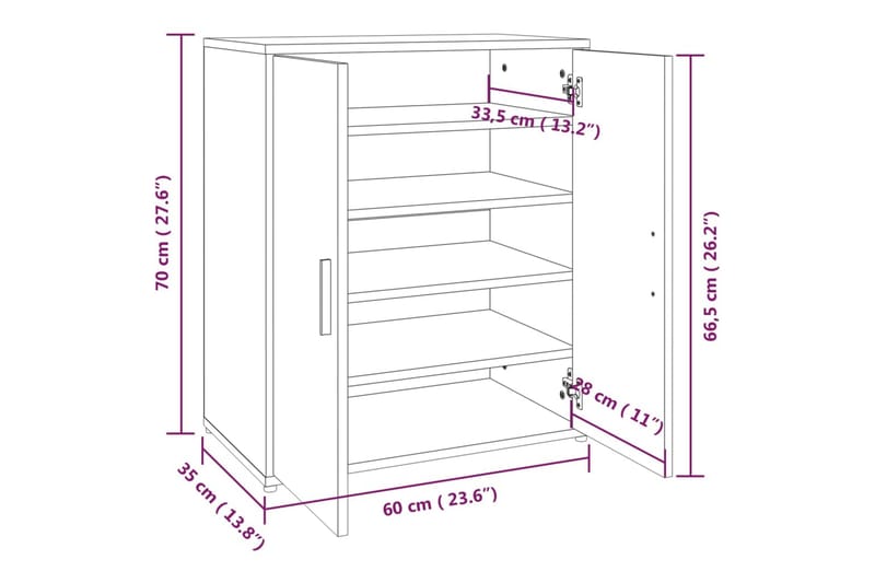 beBasic Skoställ rökfärgad ek 60x35x70 cm konstruerat trä - Förvaring - Sko- & klädförvaring - Skoförvaring