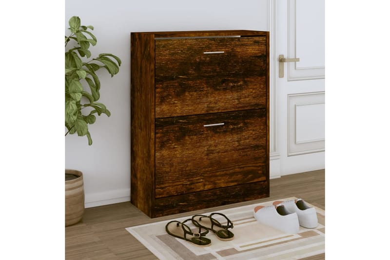 beBasic Skoställ rökfärgad ek 63x24x81 cm konstruerat trä - Förvaring - Sko- & klädförvaring - Skoförvaring