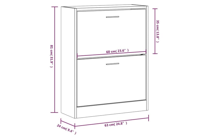 beBasic Skoställ rökfärgad ek 63x24x81 cm konstruerat trä - Förvaring - Sko- & klädförvaring - Skoförvaring