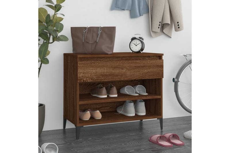 beBasic Skoställ rökfärgad ek 70x36x60 cm konstruerat trä - Förvaring - Sko- & klädförvaring - Skoförvaring