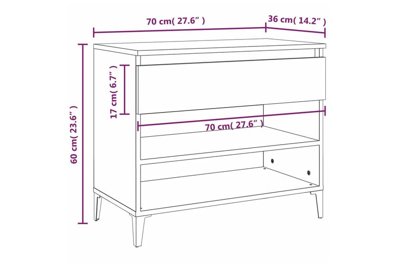 beBasic Skoställ rökfärgad ek 70x36x60 cm konstruerat trä - Skoförvaring - Skohylla & skoställ