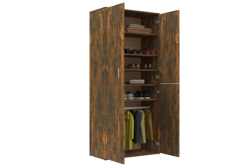 beBasic Skoställ rökfärgad ek 80x39x178 cm konstruerat trä - Förvaring - Sko- & klädförvaring - Skoförvaring