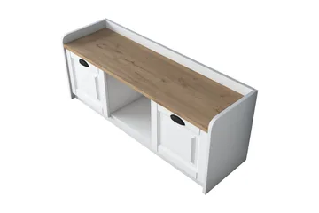 Caraway Skobänk 120x45 cm Vit/Brun - Hanah Home - Förvaring - Sko- & klädförvaring - Skoförvaring - Bänk med skoförvaring