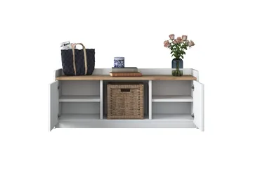 Caraway Skobänk 120x45 cm Vit/Brun - Hanah Home - Förvaring - Sko- & klädförvaring - Skoförvaring - Bänk med skoförvaring