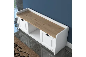 Caraway Skobänk 120x45 cm Vit/Brun - Hanah Home - Förvaring - Sko- & klädförvaring - Skoförvaring - Bänk med skoförvaring