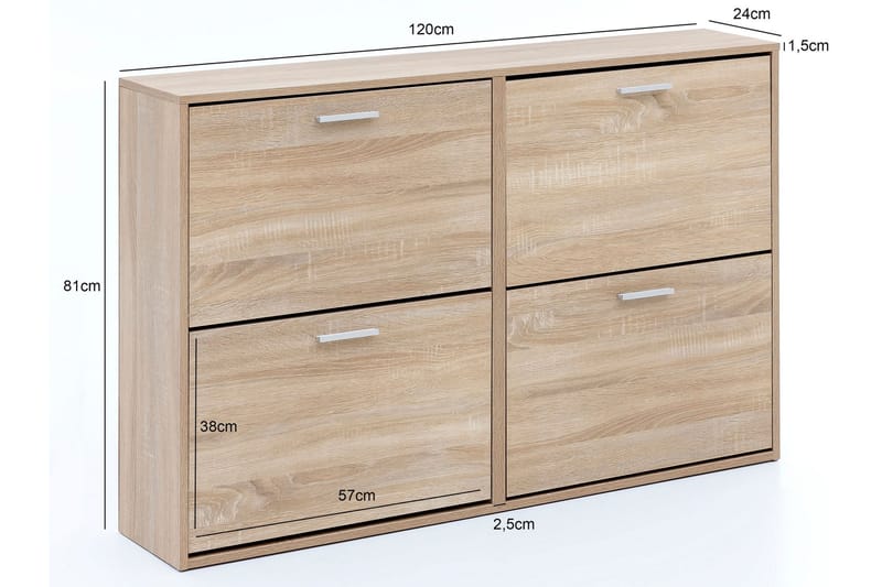DEGENHART Skoskåp 120x24 cm Brun - Förvaring - Sko- & klädförvaring - Skoförvaring