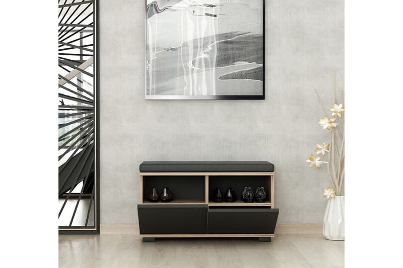 Drago Skoskåp 80 cm - Valnöt/Svart - Förvaring - Sko- & klädförvaring - Skoförvaring