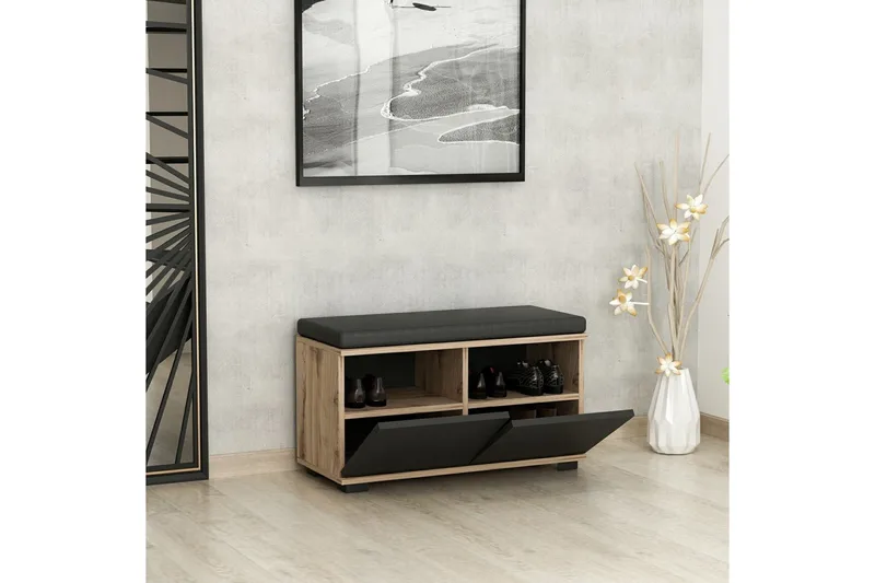 Drago Skoskåp 80 cm - Valnöt/Svart - Förvaring - Sko- & klädförvaring - Skoförvaring