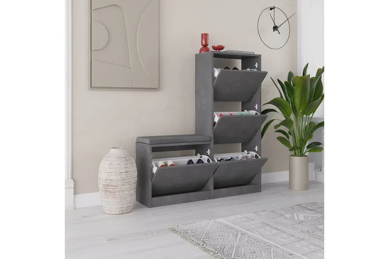 Dude Skoskåp 105 cm - Grå - Förvaring - Sko- & klädförvaring - Skoförvaring