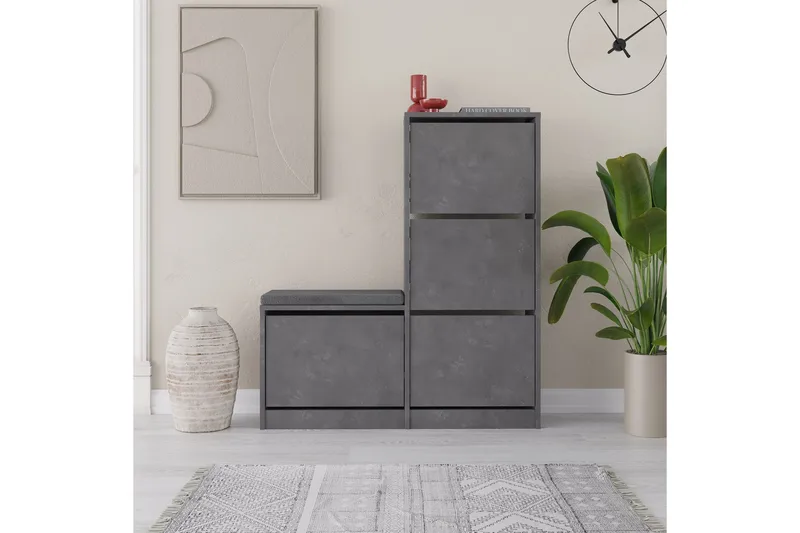 Dude Skoskåp 105 cm - Grå - Förvaring - Sko- & klädförvaring - Skoförvaring