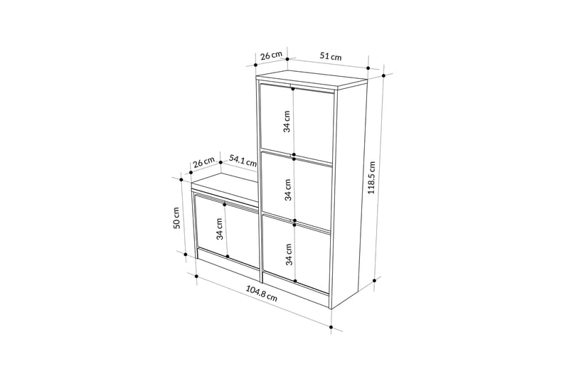 Dude Skoskåp 105 cm Grå - Förvaring - Sko- & klädförvaring - Skoförvaring