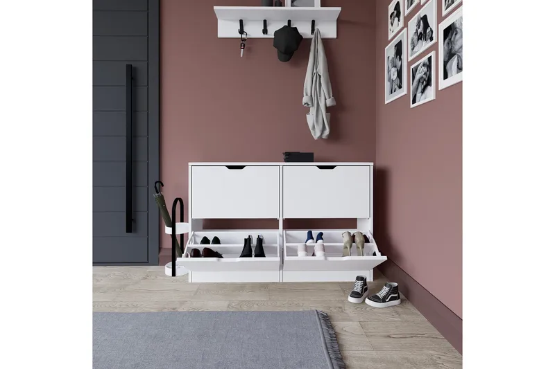 Durusu Skoskåp 120,5 cm - Mattvit - Förvaring - Sko- & klädförvaring - Skoförvaring