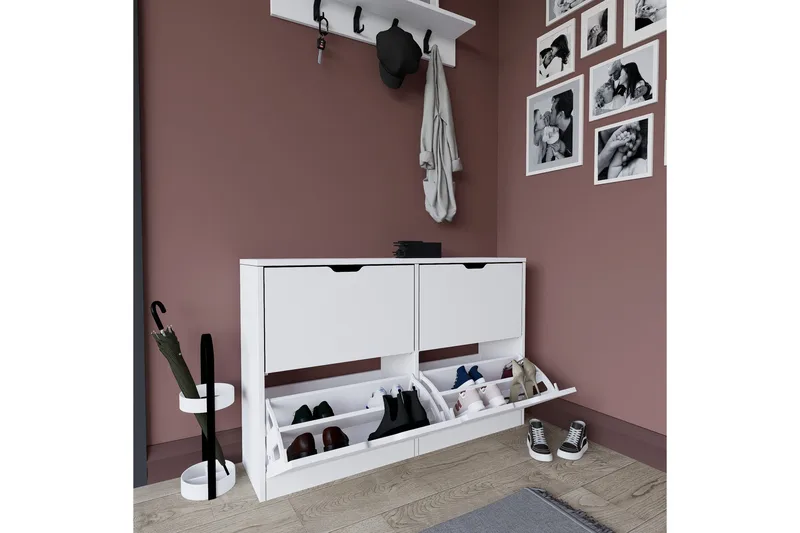 Durusu Skoskåp 120,5 cm - Mattvit - Förvaring - Sko- & klädförvaring - Skoförvaring