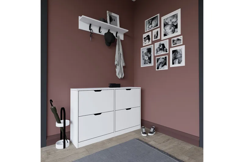 Durusu Skoskåp 120,5 cm - Mattvit - Förvaring - Sko- & klädförvaring - Skoförvaring