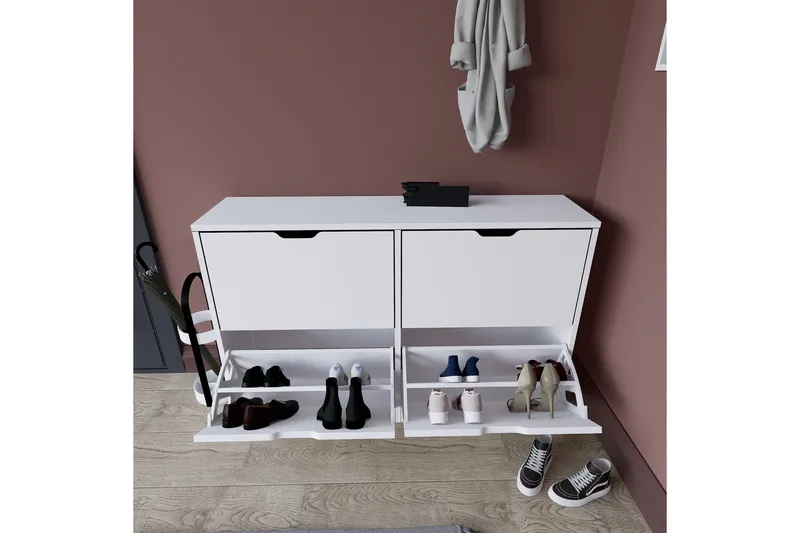 Durusu Skoskåp 120,5 cm - Mattvit - Förvaring - Sko- & klädförvaring - Skoförvaring