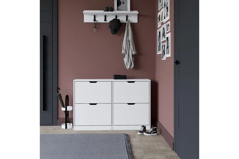 Durusu Skoskåp 120,5 cm - Mattvit - Förvaring - Sko- & klädförvaring - Skoförvaring