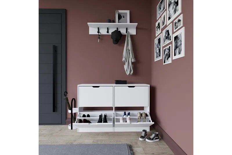 Durusu Skoskåp 120,5 cm - Mattvit - Förvaring - Sko- & klädförvaring - Skoförvaring