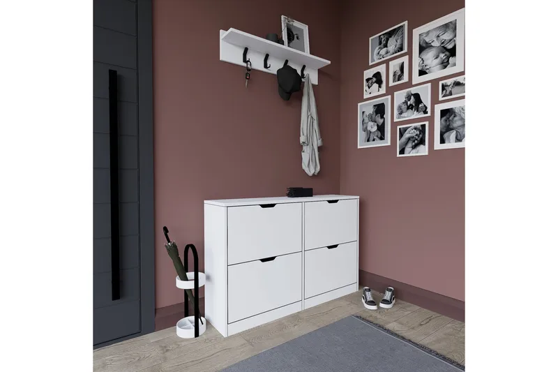 Durusu Skoskåp 120,5 cm - Mattvit - Förvaring - Sko- & klädförvaring - Skoförvaring