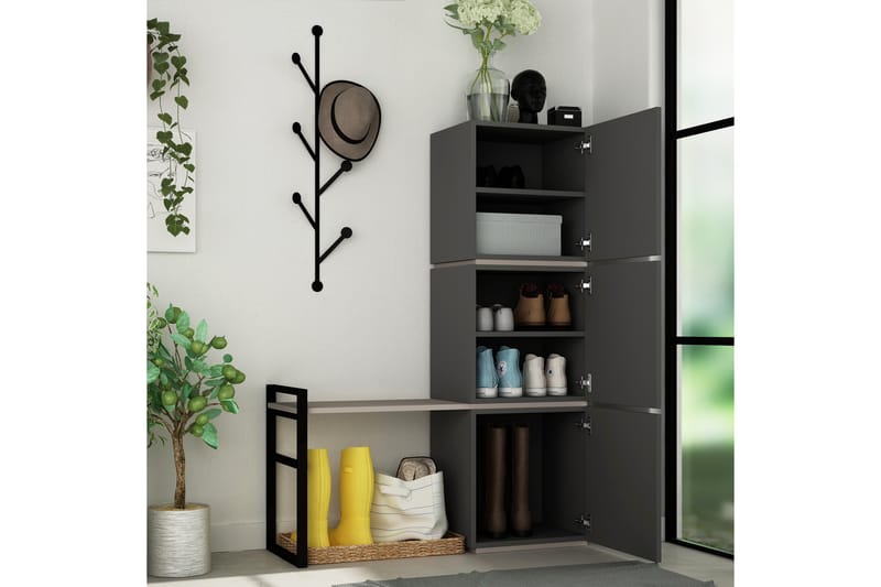 ELDGARNSÖ Skoskåp 109 cm Grå/Brun - Grå/Brun - Förvaring - Sko- & klädförvaring - Skoförvaring