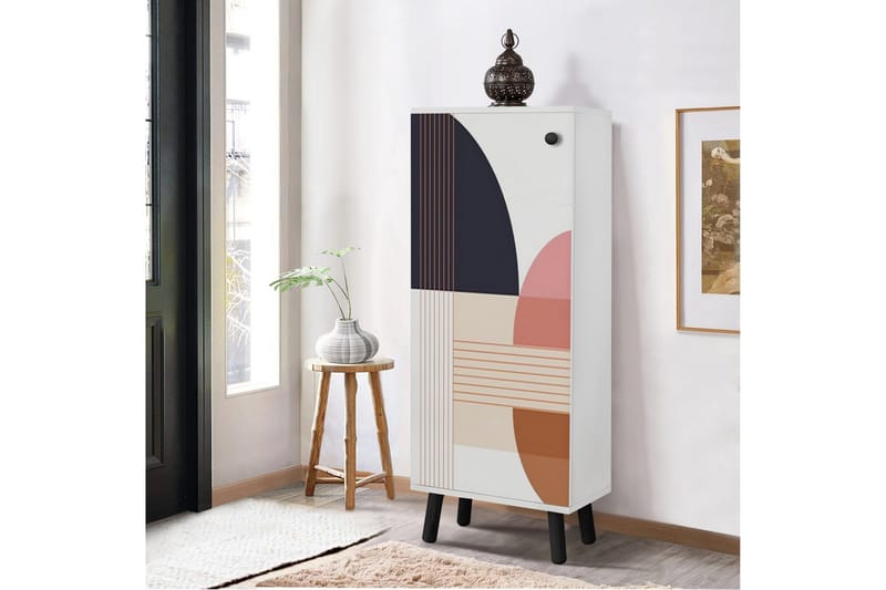 Gelsgan Skoskåp 50 cm, Vit/Svart