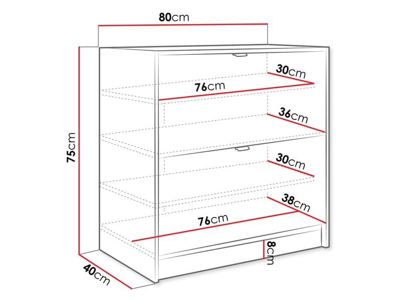 Gudelia Skoskåp 80 cm - svart - Förvaring - Sko- & klädförvaring - Skoförvaring