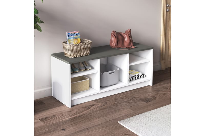 HARINGEY Skoskåp 100x35 cm Vit/Antracit - Förvaring - Sko- & klädförvaring - Skoförvaring
