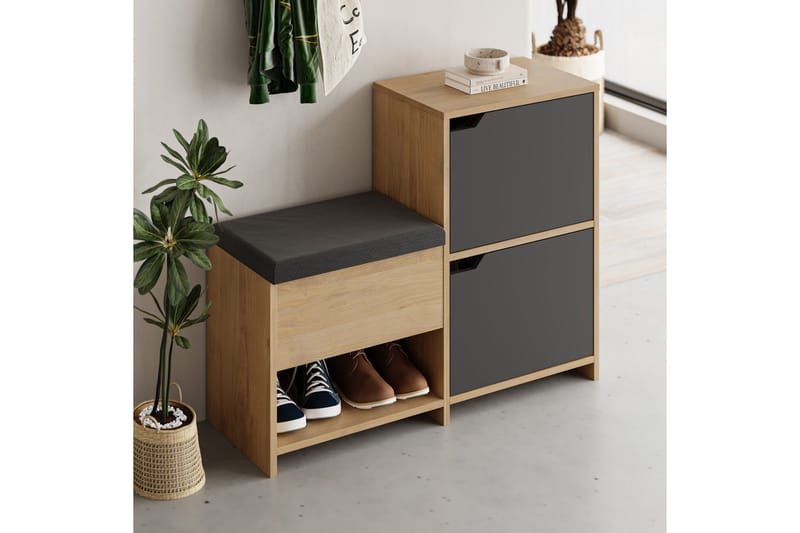 Haven Skoskåp 101,5 cm - Antracit/Ek - Förvaring - Sko- & klädförvaring - Skoförvaring