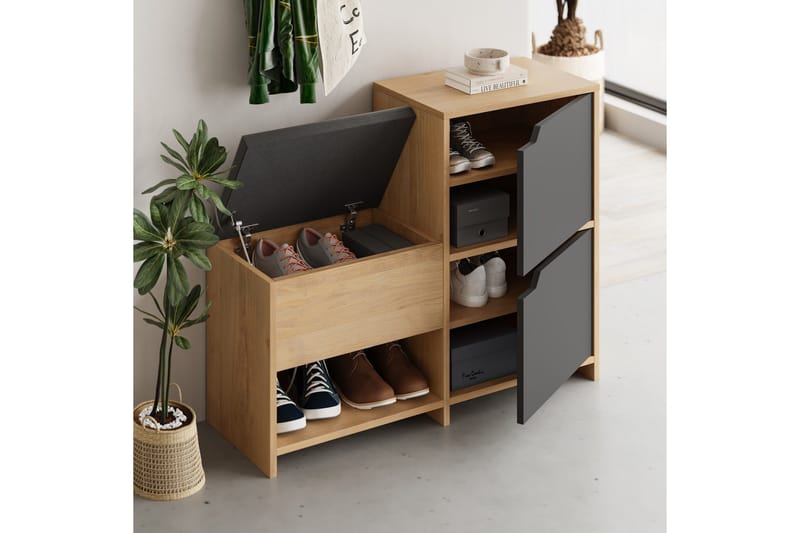 Haven Skoskåp 101,5 cm - Antracit/Ek - Förvaring - Sko- & klädförvaring - Skoförvaring