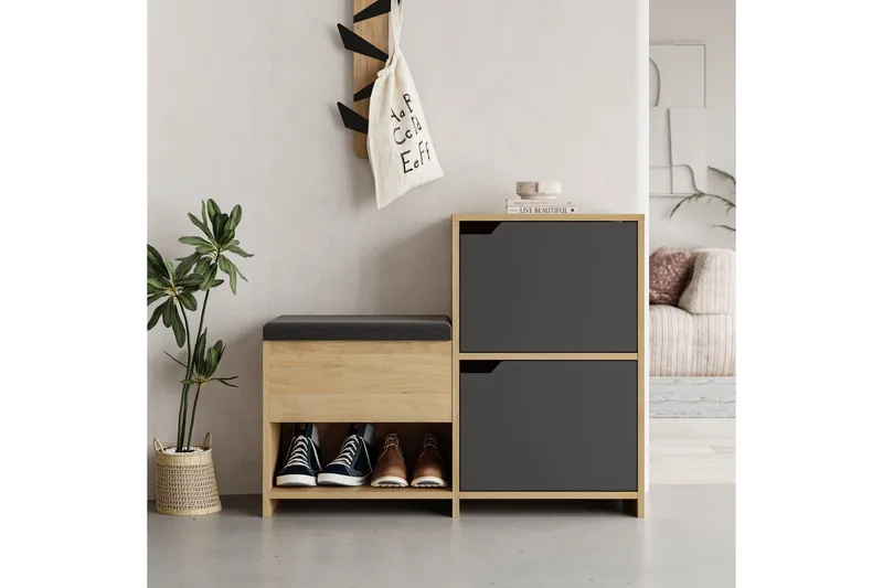 Haven Skoskåp 101,5 cm - Antracit/Ek - Förvaring - Sko- & klädförvaring - Skoförvaring