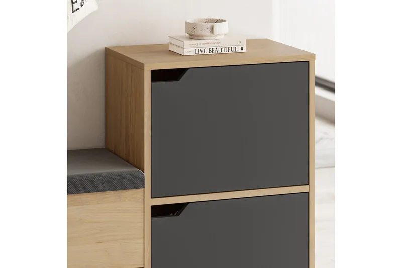 Haven Skoskåp 101,5 cm - Antracit/Ek - Förvaring - Sko- & klädförvaring - Skoförvaring
