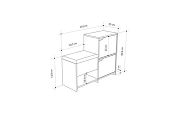 Haven Skoskåp 101,5 cm - Antracit/Ek - Förvaring - Sko- & klädförvaring - Skoförvaring