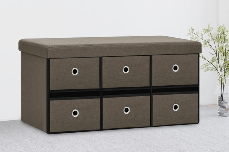 Hopfällbar förvaringsbänk brun 76x38x38 cm konstlinne - Brun - Förvaring - Sko- & klädförvaring - Skoförvaring